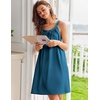 image:imageEkouaer Silky Satin Nightgown for Women Sleeveless Sleepwear Tank O Neck Night Shirts Pleated Sleepshirt Casual Dress S3XLDeep Blue