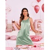 image:imageEkouaer Silky Satin Nightgown for Women Sleeveless Sleepwear Tank O Neck Night Shirts Pleated Sleepshirt Casual Dress S3XLLight Green