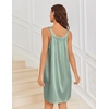 image:imageEkouaer Silky Satin Nightgown for Women Sleeveless Sleepwear Tank O Neck Night Shirts Pleated Sleepshirt Casual Dress S3XLLight Green