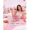 image:imageEkouaer Silky Satin Nightgown for Women Sleeveless Sleepwear Tank O Neck Night Shirts Pleated Sleepshirt Casual Dress S3XLLight Pink