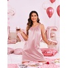 image:imageEkouaer Silky Satin Nightgown for Women Sleeveless Sleepwear Tank O Neck Night Shirts Pleated Sleepshirt Casual Dress S3XLLight Pink