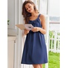 image:imageEkouaer Silky Satin Nightgown for Women Sleeveless Sleepwear Tank O Neck Night Shirts Pleated Sleepshirt Casual Dress S3XLNavy Blue