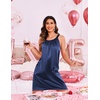 image:imageEkouaer Silky Satin Nightgown for Women Sleeveless Sleepwear Tank O Neck Night Shirts Pleated Sleepshirt Casual Dress S3XLNavy Blue