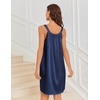 image:imageEkouaer Silky Satin Nightgown for Women Sleeveless Sleepwear Tank O Neck Night Shirts Pleated Sleepshirt Casual Dress S3XLNavy Blue