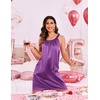 image:imageEkouaer Silky Satin Nightgown for Women Sleeveless Sleepwear Tank O Neck Night Shirts Pleated Sleepshirt Casual Dress S3XLPurple