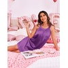 image:imageEkouaer Silky Satin Nightgown for Women Sleeveless Sleepwear Tank O Neck Night Shirts Pleated Sleepshirt Casual Dress S3XLPurple
