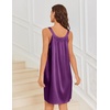 image:imageEkouaer Silky Satin Nightgown for Women Sleeveless Sleepwear Tank O Neck Night Shirts Pleated Sleepshirt Casual Dress S3XLPurple