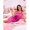 image:imageEkouaer Silky Satin Nightgown for Women Sleeveless Sleepwear Tank O Neck Night Shirts Pleated Sleepshirt Casual Dress S3XLRose Red