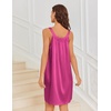 image:imageEkouaer Silky Satin Nightgown for Women Sleeveless Sleepwear Tank O Neck Night Shirts Pleated Sleepshirt Casual Dress S3XLRose Red