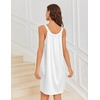 image:imageEkouaer Silky Satin Nightgown for Women Sleeveless Sleepwear Tank O Neck Night Shirts Pleated Sleepshirt Casual Dress S3XLWhite