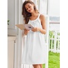 image:imageEkouaer Silky Satin Nightgown for Women Sleeveless Sleepwear Tank O Neck Night Shirts Pleated Sleepshirt Casual Dress S3XLWhite