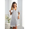 image:imageEkouaer Women Striped Nightgowns Button Down Sleepshirts Short Sleeves Nightshirts01 Aagrey Striped