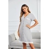 image:imageEkouaer Women Striped Nightgowns Button Down Sleepshirts Short Sleeves Nightshirts01 Aagrey Striped