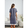 image:imageEkouaer Women Striped Nightgowns Button Down Sleepshirts Short Sleeves Nightshirts01 Acnavy Blue Striped