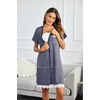 image:imageEkouaer Women Striped Nightgowns Button Down Sleepshirts Short Sleeves Nightshirts01 Acnavy Blue Striped