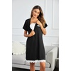 image:imageEkouaer Women Striped Nightgowns Button Down Sleepshirts Short Sleeves Nightshirts01 Black