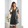 image:imageEkouaer Women Striped Nightgowns Button Down Sleepshirts Short Sleeves NightshirtsAbblack Striped