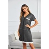 image:imageEkouaer Women Striped Nightgowns Button Down Sleepshirts Short Sleeves NightshirtsAbblack Striped