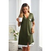 image:imageEkouaer Women Striped Nightgowns Button Down Sleepshirts Short Sleeves NightshirtsArmy Green