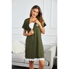 image:imageEkouaer Women Striped Nightgowns Button Down Sleepshirts Short Sleeves NightshirtsArmy Green
