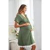image:imageEkouaer Women Striped Nightgowns Button Down Sleepshirts Short Sleeves NightshirtsArmy Green Stripes