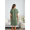 image:imageEkouaer Women Striped Nightgowns Button Down Sleepshirts Short Sleeves NightshirtsArmy Green Stripes