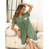 image:imageEkouaer Women Striped Nightgowns Button Down Sleepshirts Short Sleeves NightshirtsArmy Green Stripes