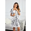 image:imageEkouaer Women Striped Nightgowns Button Down Sleepshirts Short Sleeves NightshirtsBlack Leaves Print
