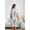 image:imageEkouaer Women Striped Nightgowns Button Down Sleepshirts Short Sleeves NightshirtsBlack Leaves Print