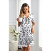 image:imageEkouaer Women Striped Nightgowns Button Down Sleepshirts Short Sleeves NightshirtsBlack Leaves Print