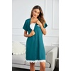 image:imageEkouaer Women Striped Nightgowns Button Down Sleepshirts Short Sleeves NightshirtsBlue Green