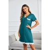 image:imageEkouaer Women Striped Nightgowns Button Down Sleepshirts Short Sleeves NightshirtsBlue Green