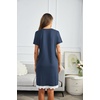 image:imageEkouaer Women Striped Nightgowns Button Down Sleepshirts Short Sleeves NightshirtsDark Blue