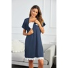 image:imageEkouaer Women Striped Nightgowns Button Down Sleepshirts Short Sleeves NightshirtsDark Blue