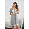 image:imageEkouaer Women Striped Nightgowns Button Down Sleepshirts Short Sleeves NightshirtsDark Grey Stripped