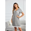 image:imageEkouaer Women Striped Nightgowns Button Down Sleepshirts Short Sleeves NightshirtsDark Grey Stripped