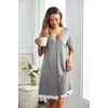 image:imageEkouaer Women Striped Nightgowns Button Down Sleepshirts Short Sleeves NightshirtsDark Grey Stripped