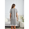image:imageEkouaer Women Striped Nightgowns Button Down Sleepshirts Short Sleeves NightshirtsDark Grey Stripped
