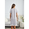 image:imageEkouaer Women Striped Nightgowns Button Down Sleepshirts Short Sleeves NightshirtsLight Grey