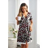 image:imageEkouaer Women Striped Nightgowns Button Down Sleepshirts Short Sleeves NightshirtsPat20 Red White Flower
