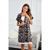 image:imageEkouaer Women Striped Nightgowns Button Down Sleepshirts Short Sleeves NightshirtsPat20 Red White Flower