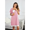 image:imageEkouaer Women Striped Nightgowns Button Down Sleepshirts Short Sleeves NightshirtsPink