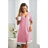 image:imageEkouaer Women Striped Nightgowns Button Down Sleepshirts Short Sleeves NightshirtsPink