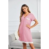 image:imageEkouaer Women Striped Nightgowns Button Down Sleepshirts Short Sleeves NightshirtsPink
