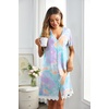 image:imageEkouaer Women Striped Nightgowns Button Down Sleepshirts Short Sleeves NightshirtsTiedye