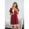 image:imageEkouaer Women Striped Nightgowns Button Down Sleepshirts Short Sleeves NightshirtsWine Red
