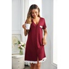 image:imageEkouaer Women Striped Nightgowns Button Down Sleepshirts Short Sleeves NightshirtsWine Red