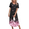 image:imageEkouaer Nightgowns for Women Long Night Gown Pleated Moo Moos Short Sleeve House Dress Plus Size Lounge Dress S5XLBlack Sakura