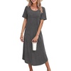 image:imageEkouaer Nightgowns for Women Long Night Gown Pleated Moo Moos Short Sleeve House Dress Plus Size Lounge Dress S5XLDark Grey