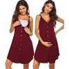 image:imageEkouaer Women 3 in 1 Labor and DeliveryMaternityNursing Nightgown Button Down Sleeveless Pregnancy Dress for BreastfeedingWine Red